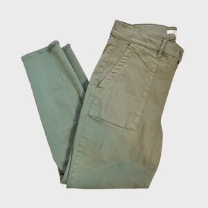 Loft‎ Olive Green Utility Crop Pants Size 8 Raw Hem Casual Trousers